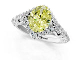 White gold Fancy Yellow Oval Cut Diamond Solitaire Ring with Hidden Halo and Pavé Band_40