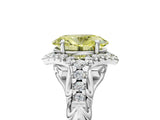 White gold Fancy Yellow Oval Cut Diamond Solitaire Ring with Hidden Halo and Pavé Band_44