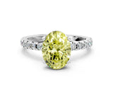 White gold Fancy Yellow Oval Cut Diamond Solitaire Ring with Pavé Band and Four-Prong Setting_56