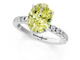 White gold Fancy Yellow Oval Cut Diamond Solitaire Ring with Pavé Band and Four-Prong Setting_57