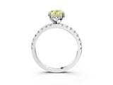 White gold Fancy Yellow Oval Cut Diamond Solitaire Ring with Pavé Band and Four-Prong Setting_59
