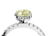 White gold Fancy Yellow Oval Cut Diamond Solitaire Ring with Pavé Band and Four-Prong Setting_60