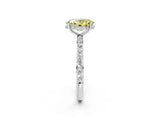 White gold Fancy Yellow Oval Cut Diamond Solitaire Ring with Pavé Band and Hidden Halo_29
