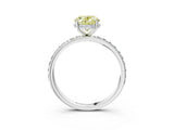 White gold Fancy Yellow Oval Cut Diamond Solitaire Ring with Pavé Band and Hidden Halo_30