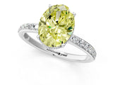 White gold Fancy Yellow Oval Cut Diamond Solitaire Ring with Pavé Band and Hidden Halo_31
