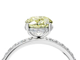 White gold Fancy Yellow Oval Cut Diamond Solitaire Ring with Pavé Band and Hidden Halo_35