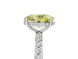 White gold Fancy Yellow Oval Cut Diamond Solitaire Ring with Pavé Band and Hidden Halo_35