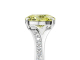 White gold Fancy Yellow Oval Cut Diamond Solitaire Ring with Pavé Band and Prong Setting_17
