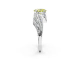 White gold Fancy Yellow Oval Cut Diamond Solitaire Ring with Prong Setting and Twisted Pavé Band_26
