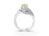 White gold Fancy Yellow Oval Cut Diamond Solitaire Ring with Prong Setting and Twisted Pavé Band_27