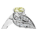 White gold Fancy Yellow Oval Cut Diamond Solitaire Ring with Prong Setting and Twisted Pavé Band_28