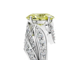 White gold Fancy Yellow Oval Cut Diamond Solitaire Ring with Prong Setting and Twisted Pavé Band_29