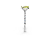 White gold Fancy Yellow Oval Cut Diamond Solitaire Ring with Round  Pavé Band and Prong Setting_183