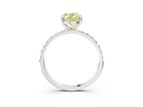 White gold Fancy Yellow Oval Cut Diamond Solitaire Ring with Round  Pavé Band and Prong Setting_184