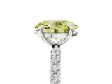 White gold Fancy Yellow Oval Cut Diamond Solitaire Ring with Round  Pavé Band and Prong Setting_186