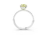 White gold Fancy Yellow Oval Cut Diamond Solitaire Ring with Round  Pavé Band and Prong Setting_190