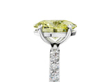 White gold Fancy Yellow Oval Cut Diamond Solitaire Ring with Round  Pavé Band and Prong Setting_196