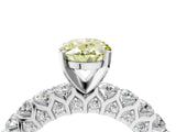 White gold Fancy Yellow Oval Cut Diamond Solitaire Ring with Shared Prong Pavé Band and Four-Prong Setting_64