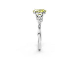 White gold Fancy Yellow Oval Cut Diamond Solitaire Ring with Side Stones and Four-Prong Setting_104