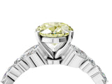 White gold Fancy Yellow Oval Cut Diamond Solitaire Ring with Side Stones and Four-Prong Setting_106