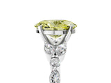 White gold Fancy Yellow Oval Cut Diamond Solitaire Ring with Side Stones and Four-Prong Setting_106