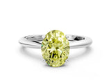 White gold Fancy Yellow Oval Cut Diamond Solitaire Ring with Six-Prong Setting and Classic Band_279