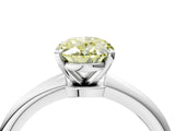 White gold Fancy Yellow Oval Cut Diamond Solitaire Ring with Six-Prong Setting and Classic Band_283