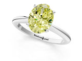 White gold Fancy Yellow Oval Cut Diamond Solitaire Ring with Six-Prong Setting and Classic Band_285
