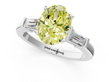 White gold Fancy Yellow Oval  Cut Diamond Solitaire Ring with Tapered Baguette Accents and Four-Prong Setting_42