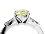 White gold Fancy Yellow Oval  Cut Diamond Solitaire Ring with Tapered Baguette Accents and Four-Prong Setting_46