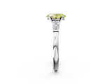 White gold Fancy Yellow Oval  Cut Diamond Solitaire Ring with Tapered Baguette Accents and Four-Prong Setting_47
