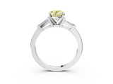 White gold Fancy Yellow Oval  Cut Diamond Solitaire Ring with Tapered Baguette Accents and Four-Prong Setting_48