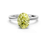 White gold Fancy Yellow Oval Cut Diamond Solitaire Ring with Thin Band and Prong Setting_36
