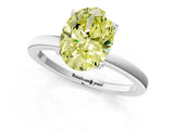 White gold Fancy Yellow Oval Cut Diamond Solitaire Ring with Thin Band and Prong Setting_37