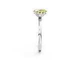 White gold Fancy Yellow Oval Cut Diamond Solitaire Ring with Thin Band and Prong Setting_38