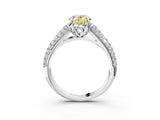 White gold Fancy Yellow Oval Cut Diamond Solitaire Ring with Three-Row Pavé Band and Four-Prong Setting_50