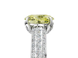 White gold Fancy Yellow Oval Cut Diamond Solitaire Ring with Three-Row Pavé Band and Four-Prong Setting_52