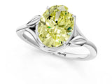 White gold Fancy Yellow Oval Cut Diamond Solitaire Ring with Twist Band and Four-Prong Setting_106
