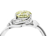 White gold Fancy Yellow Oval Cut Diamond Solitaire Ring with Twist Band and Four-Prong Setting_109