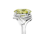 White gold Fancy Yellow Oval Cut Diamond Solitaire Ring with Twist Band and Four-Prong Setting_110
