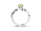 White gold Fancy Yellow Oval Cut Diamond Solitaire Ring with Twisted Band and Prong Setting_221