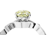 White gold Fancy Yellow Oval Cut Diamond Solitaire Ring with Twisted Band and Prong Setting_222