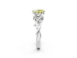White gold Fancy Yellow Oval Cut Diamond Solitaire Ring with Twisted Band and Prong Setting_226