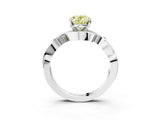 White gold Fancy Yellow Oval Cut Diamond Solitaire Ring with Twisted Band and Prong Setting_245