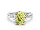 White gold Fancy Yellow Oval Cut Diamond Solitaire Twist Band Prong Setting Ring_79