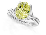 White gold Fancy Yellow Oval Cut Diamond Solitaire Twist Band Prong Setting Ring_80