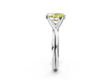White gold Fancy Yellow Oval Cut Diamond Solitaire Twist Band Prong Setting Ring_81