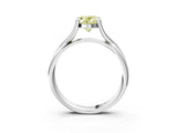 White gold Fancy Yellow Oval Cut Diamond Solitaire Twist Band Prong Setting Ring_82