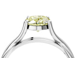 White gold Fancy Yellow Oval Cut Diamond Solitaire Twist Band Prong Setting Ring_83
