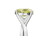 White gold Fancy Yellow Oval Cut Diamond Solitaire Twist Band Prong Setting Ring_84